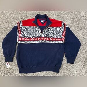 NWT vintage dead stock Tommy Hilfiger men's quarter zip USA inspired, size large